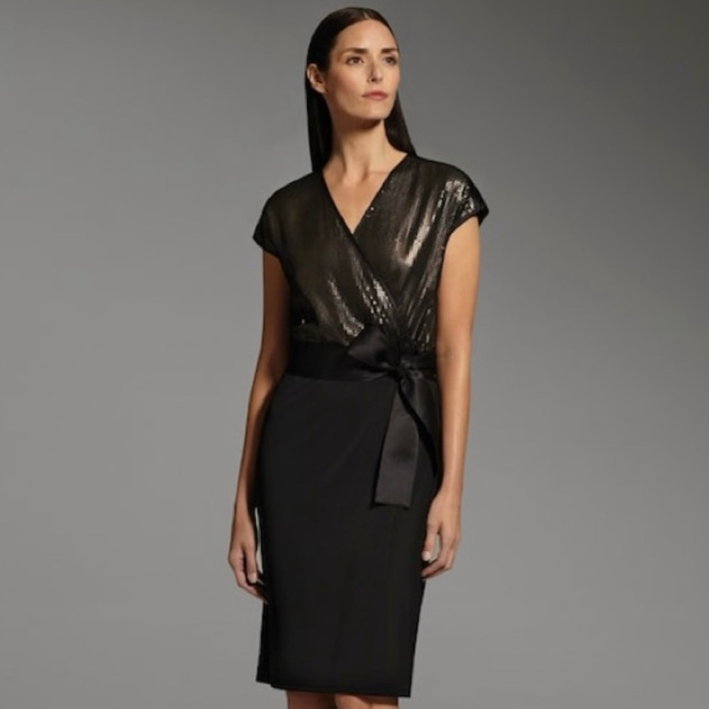 Narciso Rodriguez for DesigNation Sequin Faux wrap design dress size XS